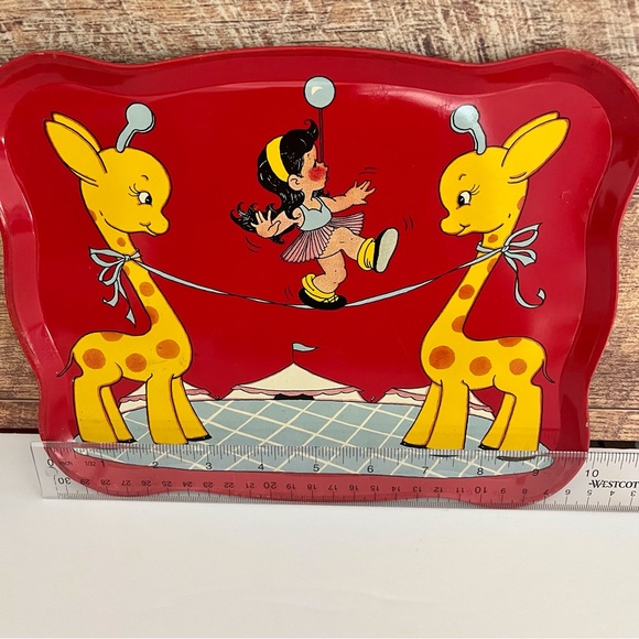 Vintage Red Child’s Snack Tray with Circus Design - Picture 8 of 9